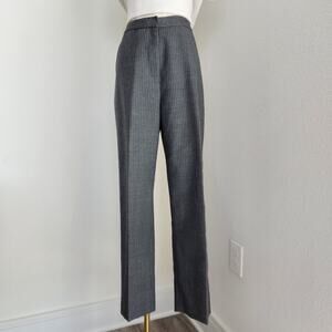90s Y2K J.Crew Gray White Pinstripe Wool Blend High Waisted Straight Leg Pants 8